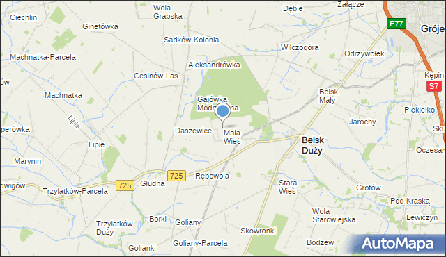 mapa Mała Wieś, Mała Wieś gmina Belsk Duży na mapie Targeo